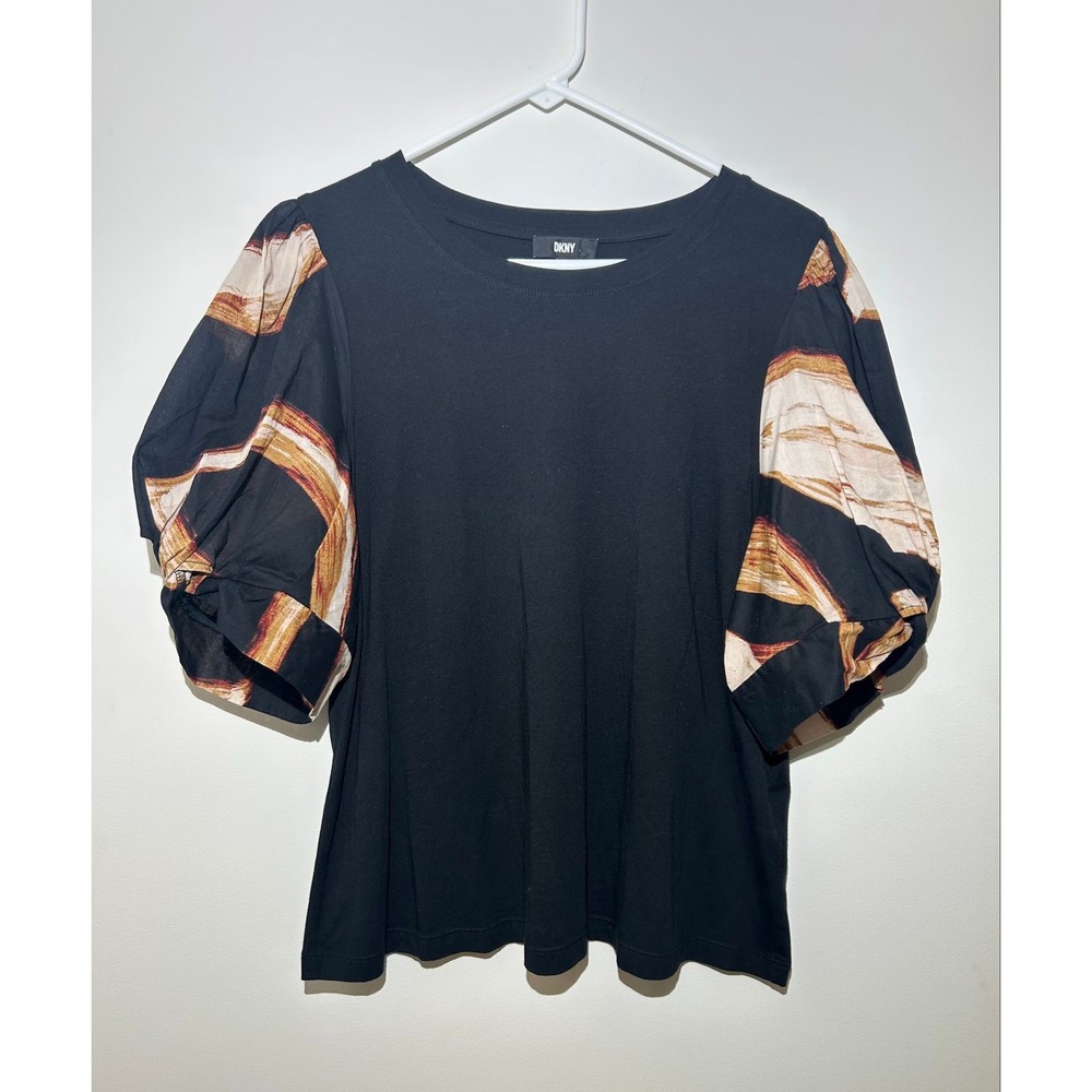 DKNY black short sleeve top women's XL